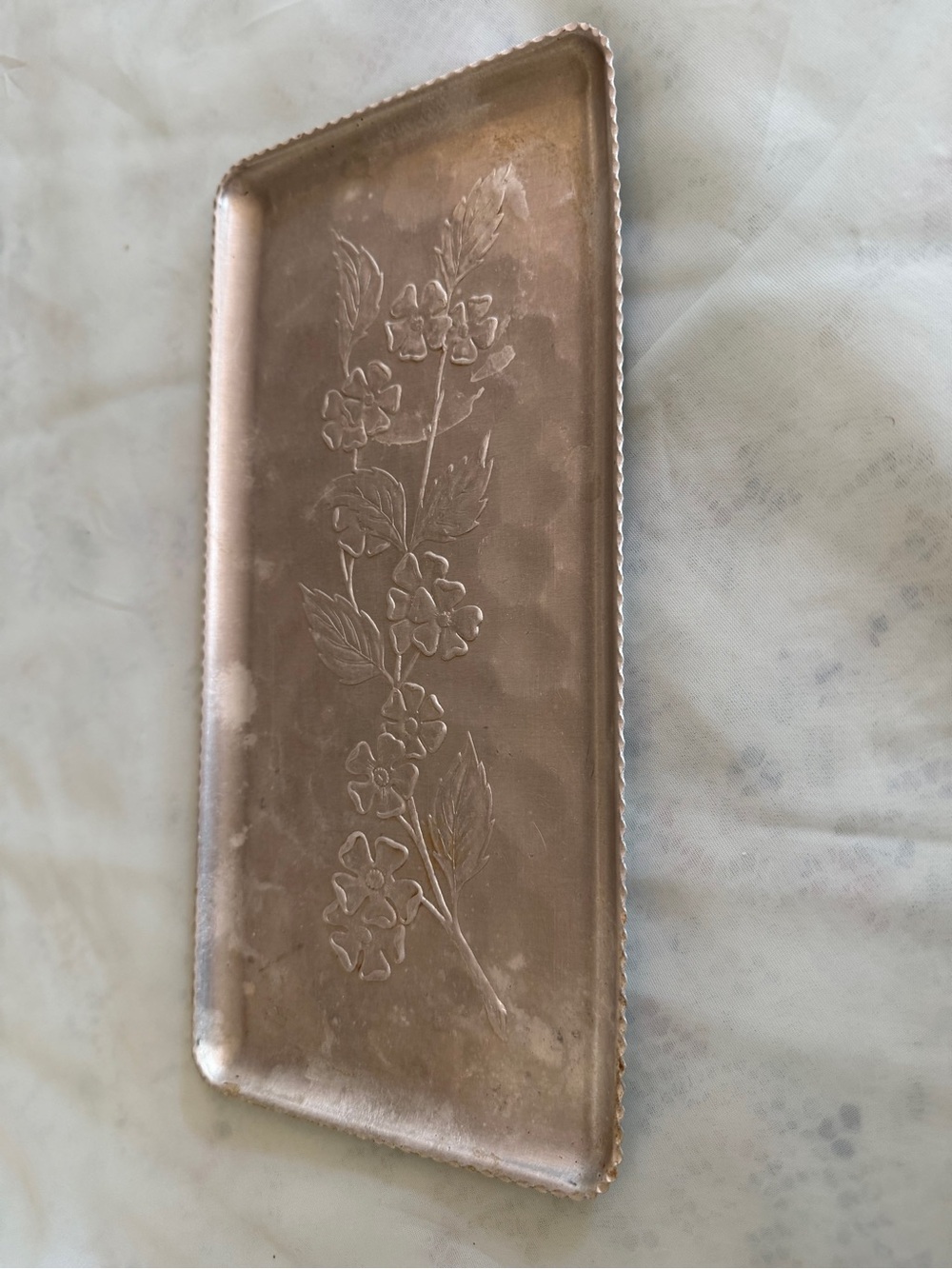 Vintage Hammered Aluminum Serving Tray